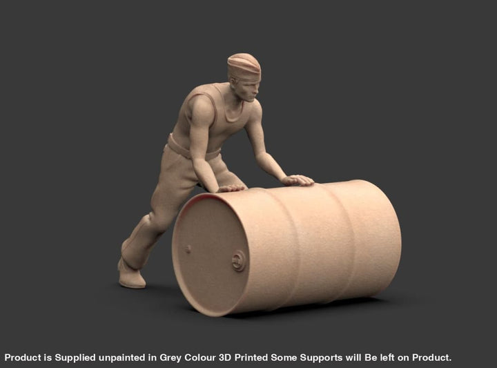 MM2077 Luftwaffe Ground crew pushing barrel Figure