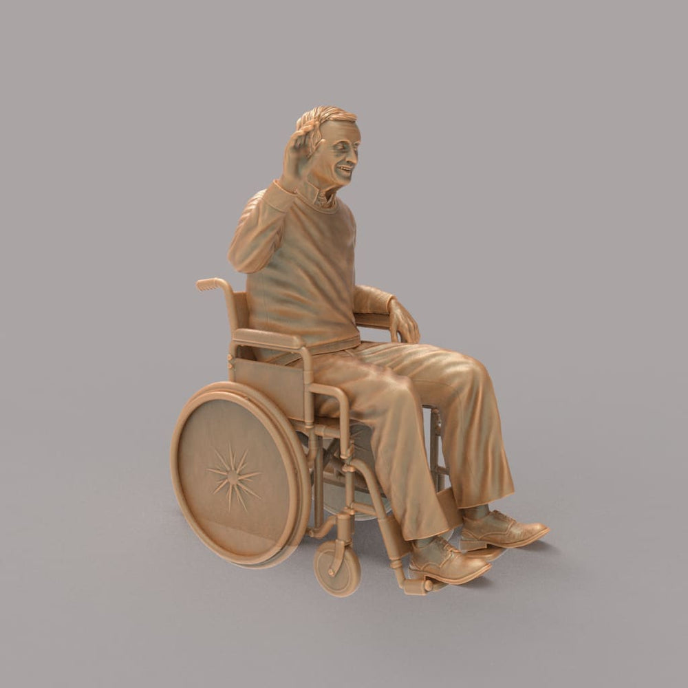 MM2138 Man Waving Sitting in Wheel Chair Figure