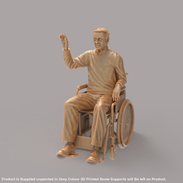 MM2138 Man Waving Sitting in Wheel Chair Figure