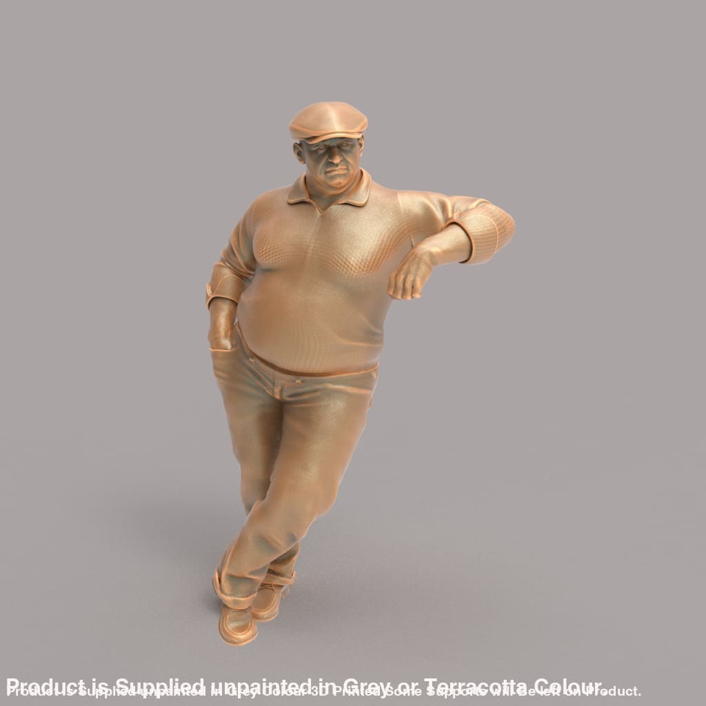 MM239 Large Male Wearing Flat Cap leaning Figure