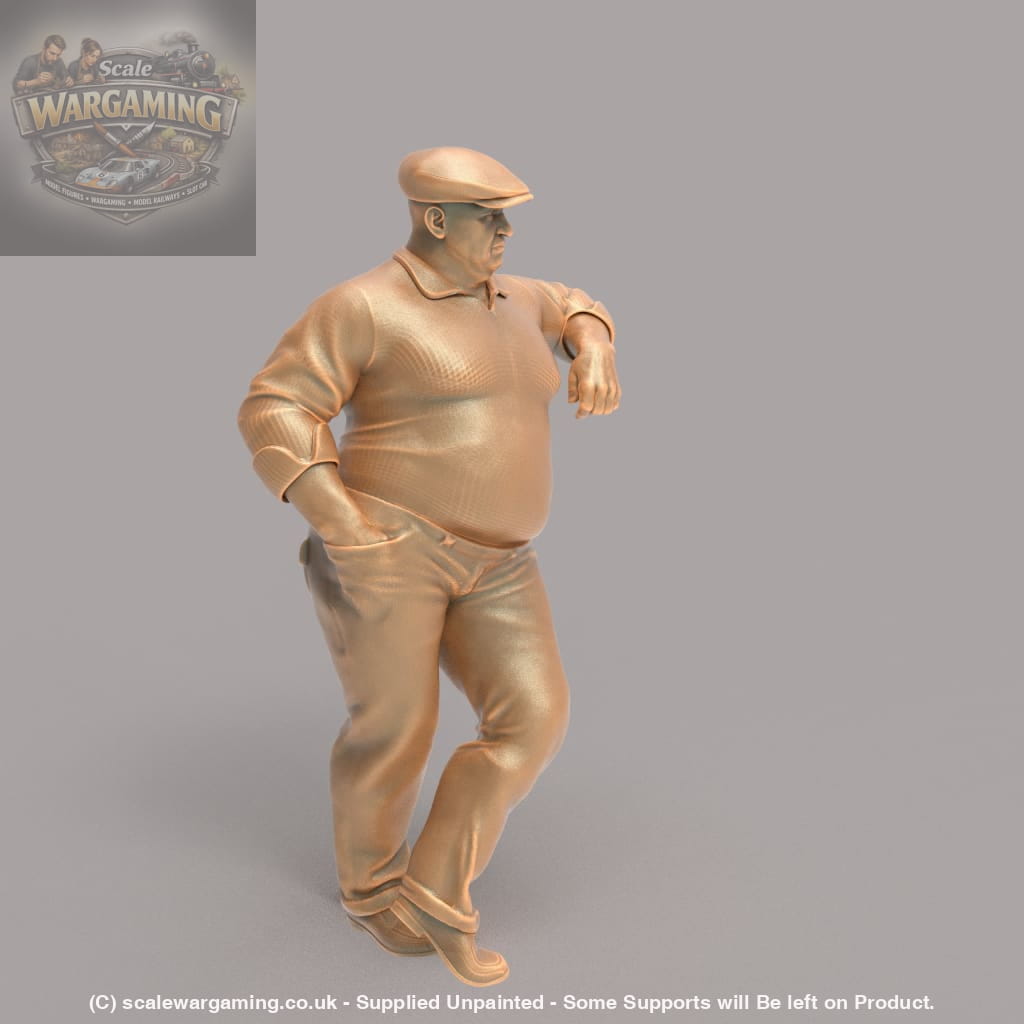 MM239 Large Male Wearing Flat Cap leaning Figure