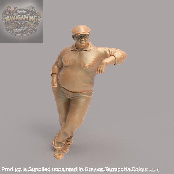 MM239 Large Male Wearing Flat Cap leaning Figure