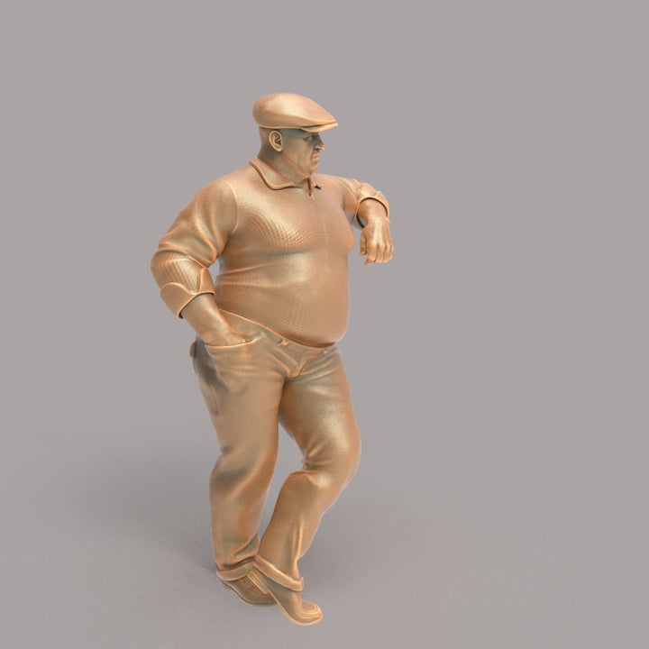 MM239 Large Male Wearing Flat Cap leaning Figure