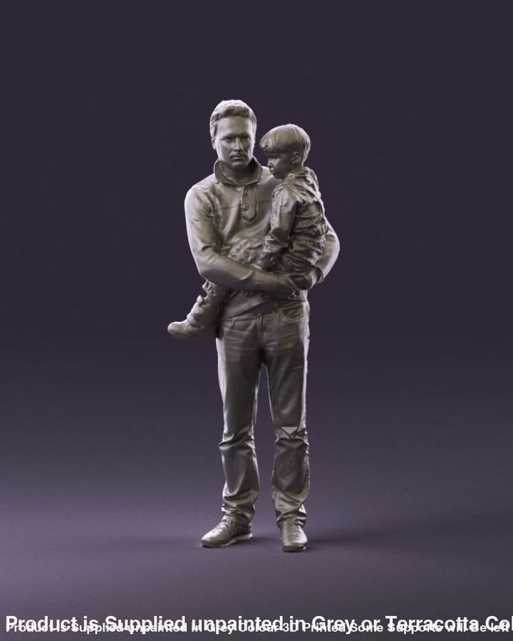 Young Dad With Baby/child In Arms Figure