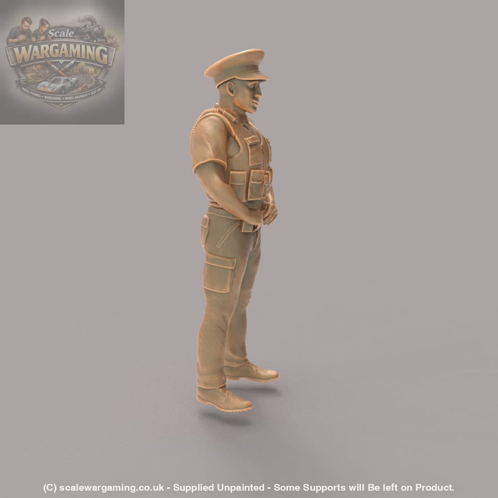 MM273 Male UK Police Officer in Body Armor and Cap Figure