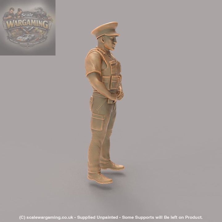 MM273 Male UK Police Officer in Body Armor and Cap Figure