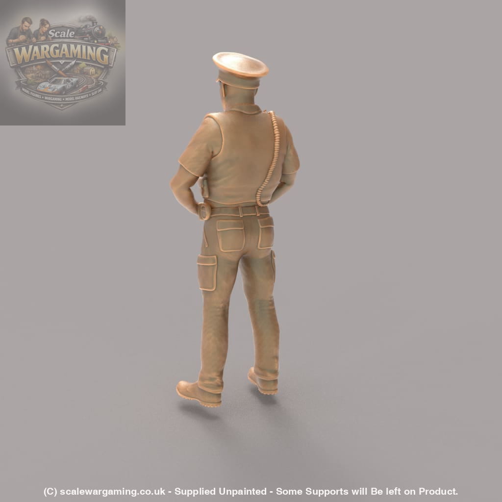 MM273 Male UK Police Officer in Body Armor and Cap Figure