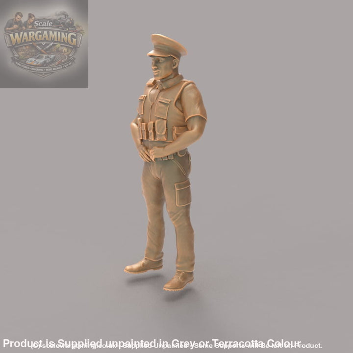 MM273 Male UK Police Officer in Body Armor and Cap Figure