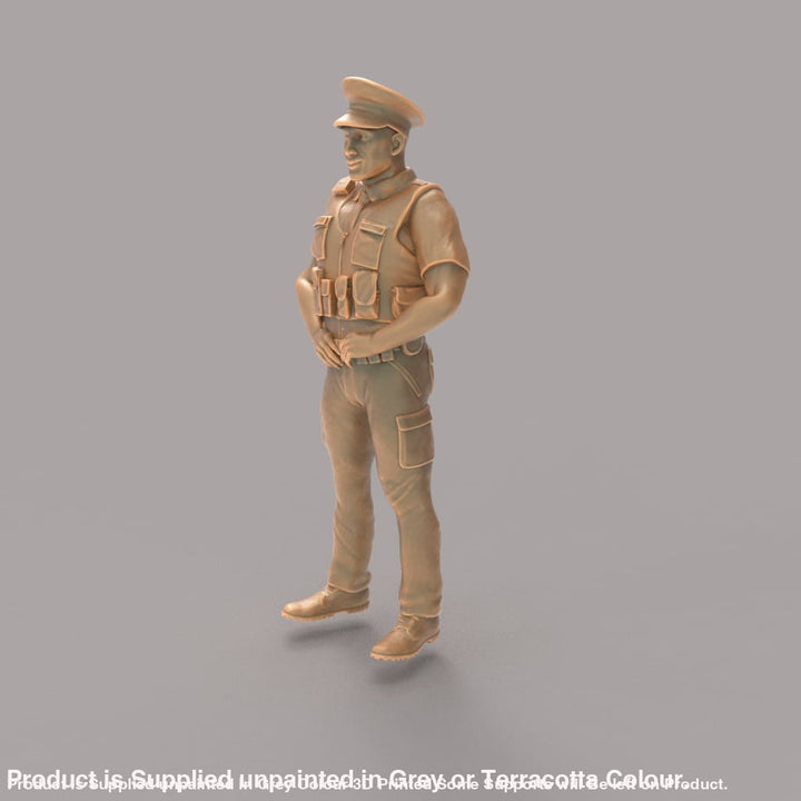 MM273 Male UK Police Officer in Body Armor and Cap Figure