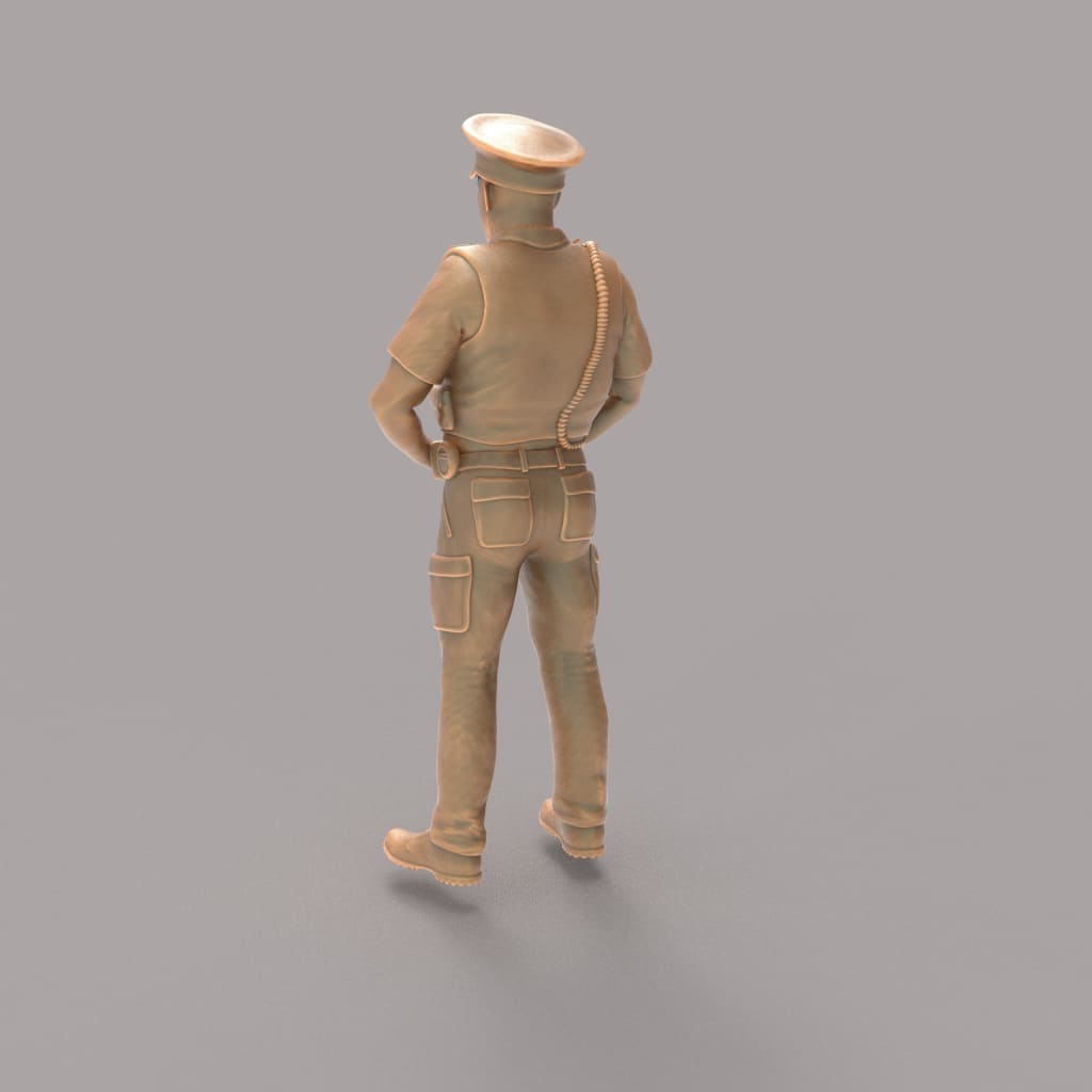 MM273 Male UK Police Officer in Body Armor and Cap Figure