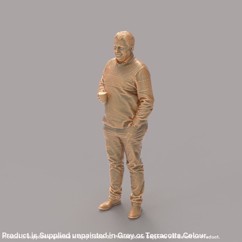 MM284 Grandad in Sweater with Cup of Tea Figure