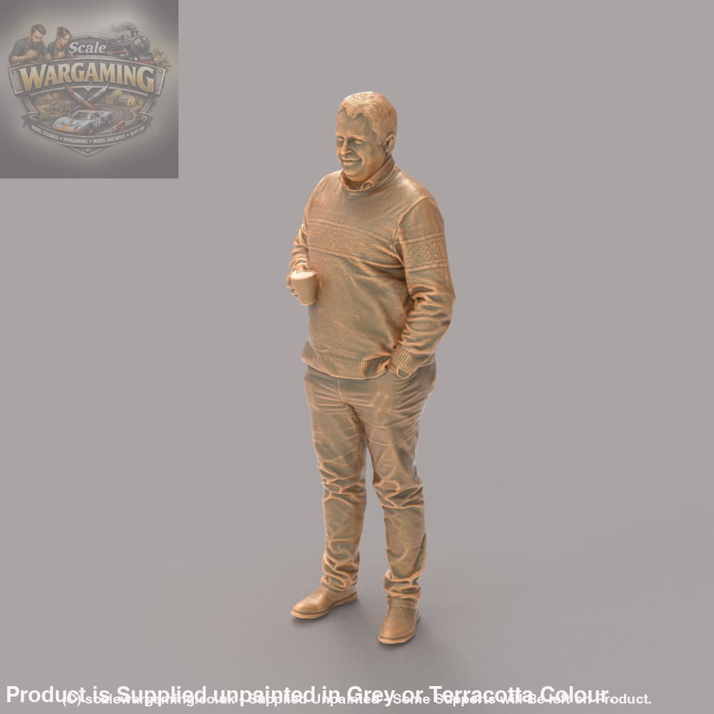 MM284 Grandad in Sweater with Cup of Tea Figure