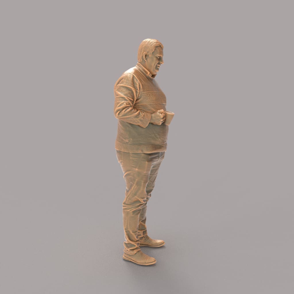 MM284 Grandad in Sweater with Cup of Tea Figure