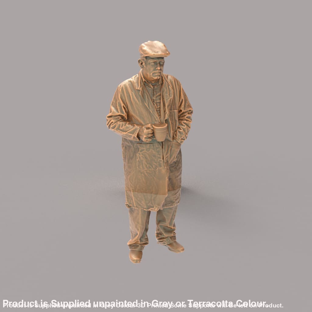 132s-0037 Male Drover/Farmer with Tea Cup Figure