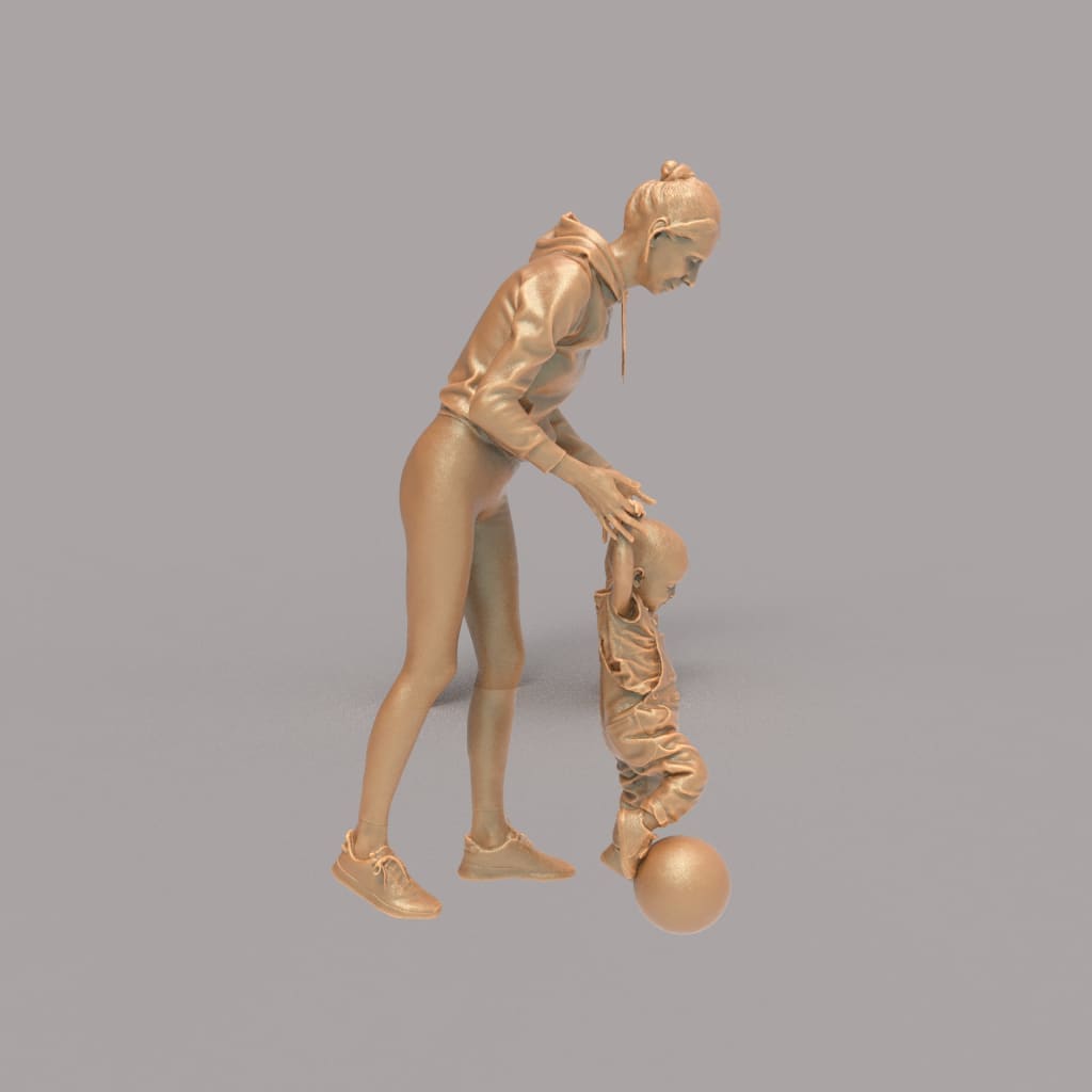 132s-0157 Mother and Child with Ball Figure