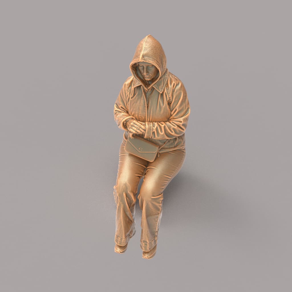 MM4163 Girl sitting in winter jacket Figure