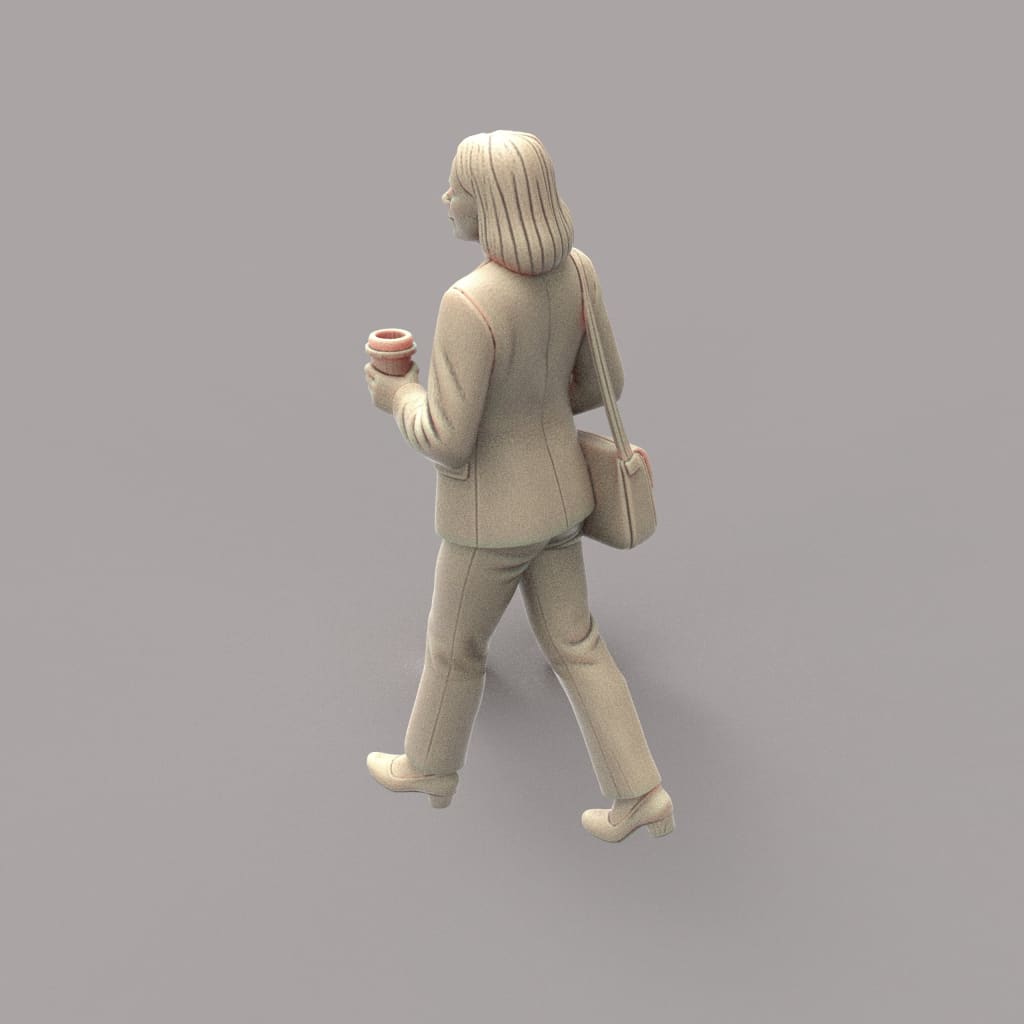 MM4168 Female Walking with Coffee Figure