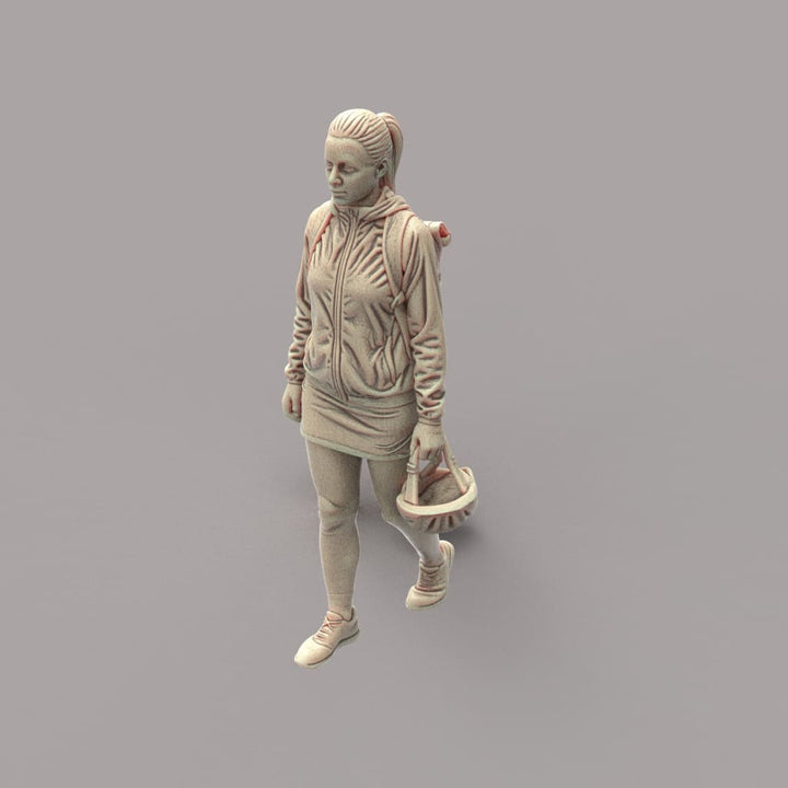 MM4173 Young Female in Skirt holding Cycle Helmet Figure