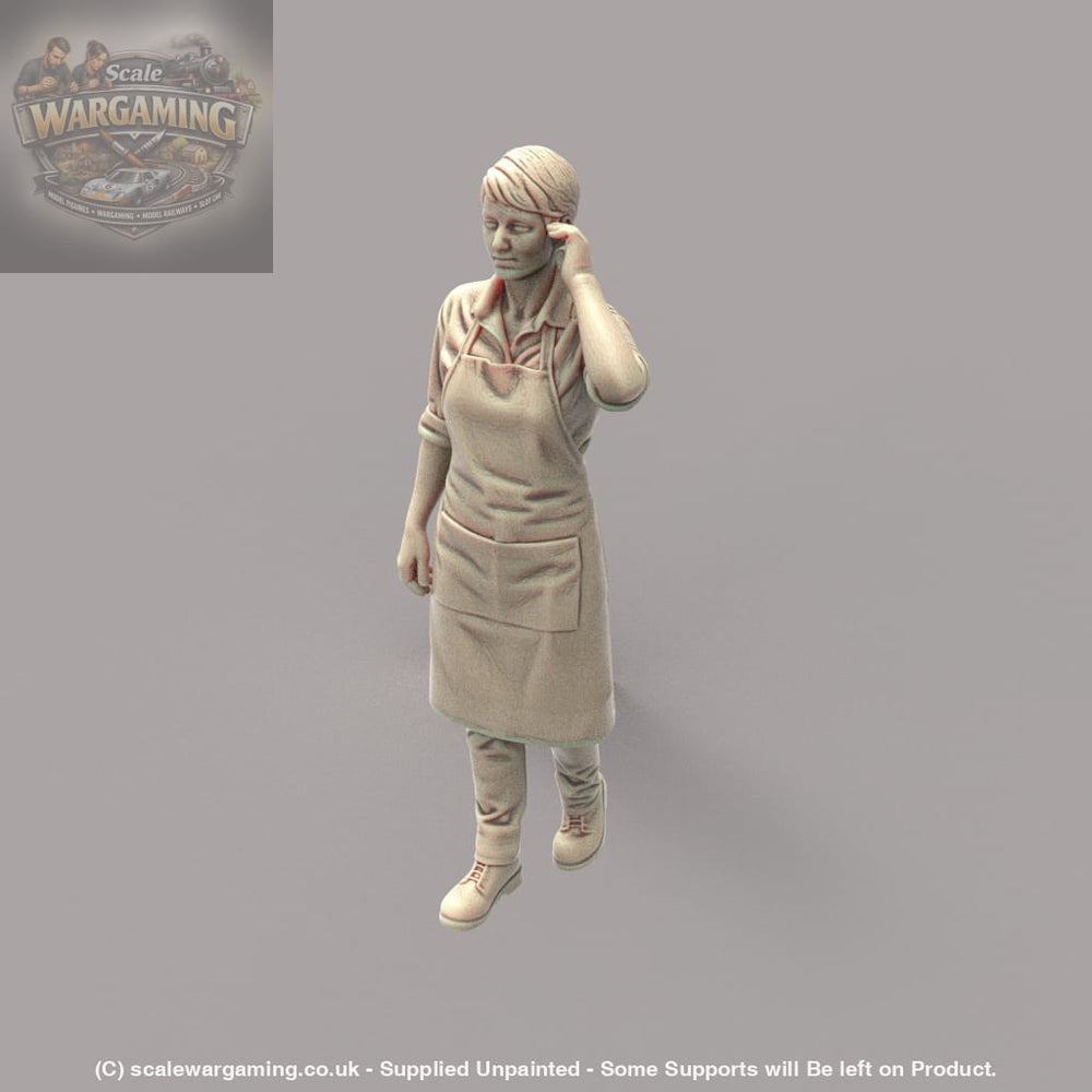 MM4174 Female in Apron Hand on Ear Figure