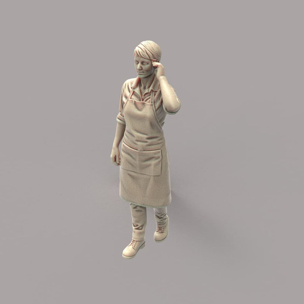 MM4174 Female in Apron Hand on Ear Figure