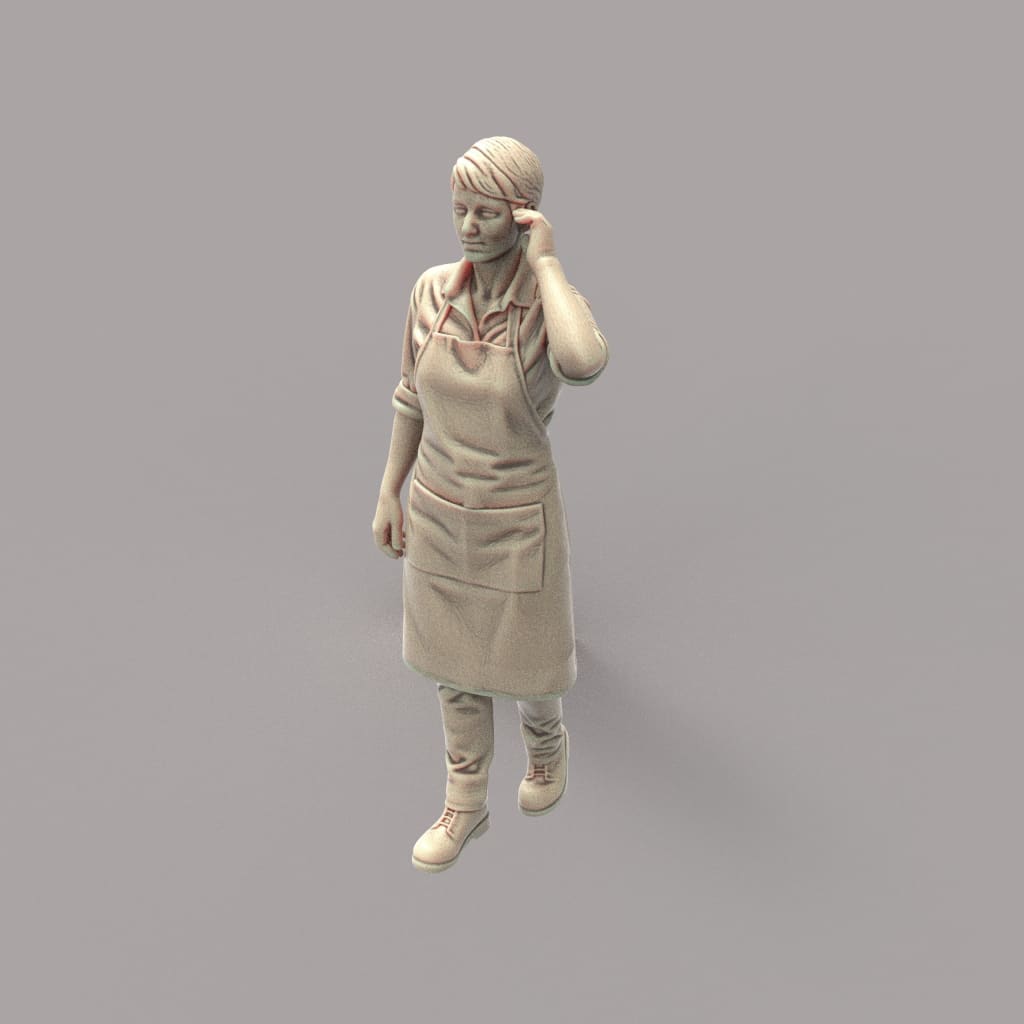 MM4174 Female in Apron Hand on Ear Figure