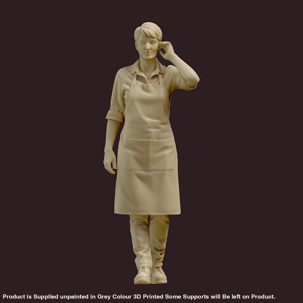 MM4174 Female in Apron Hand on Ear Figure