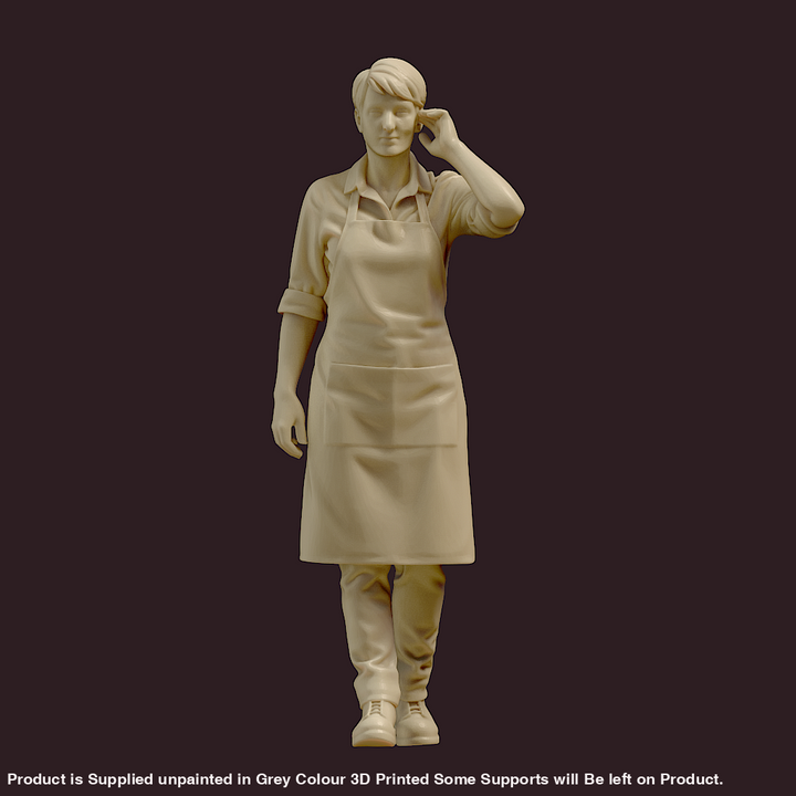 MM4174 Female in Apron Hand on Ear Figure