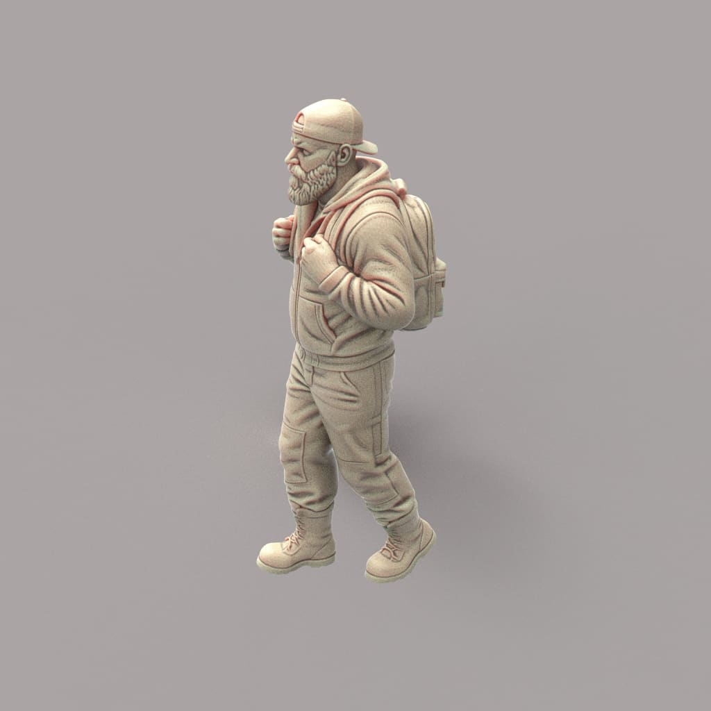 MM4175 Male with Beard Walking with Backpack Figure