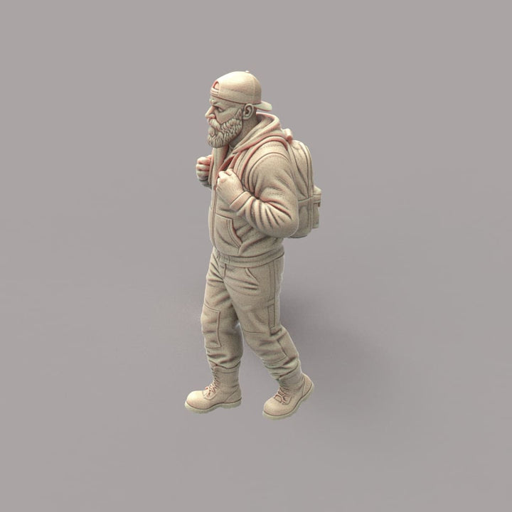 MM4175 Male with Beard Walking with Backpack Figure