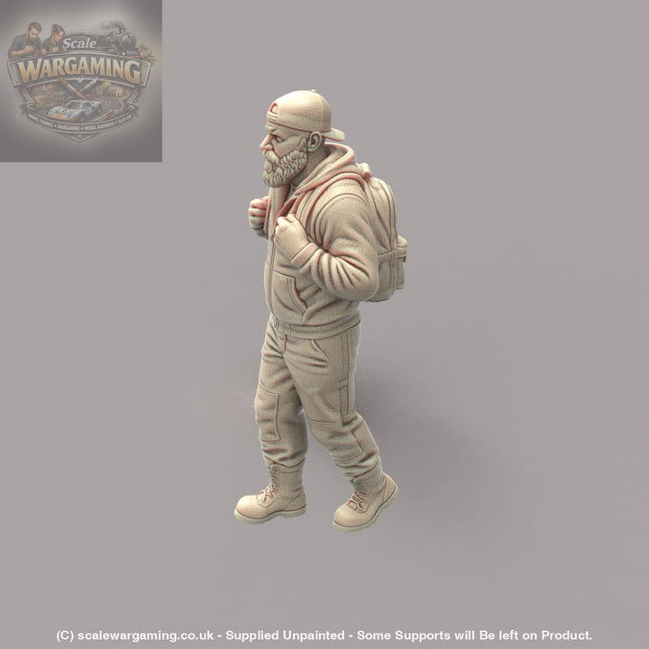 MM4175 Male with Beard Walking with Backpack Figure