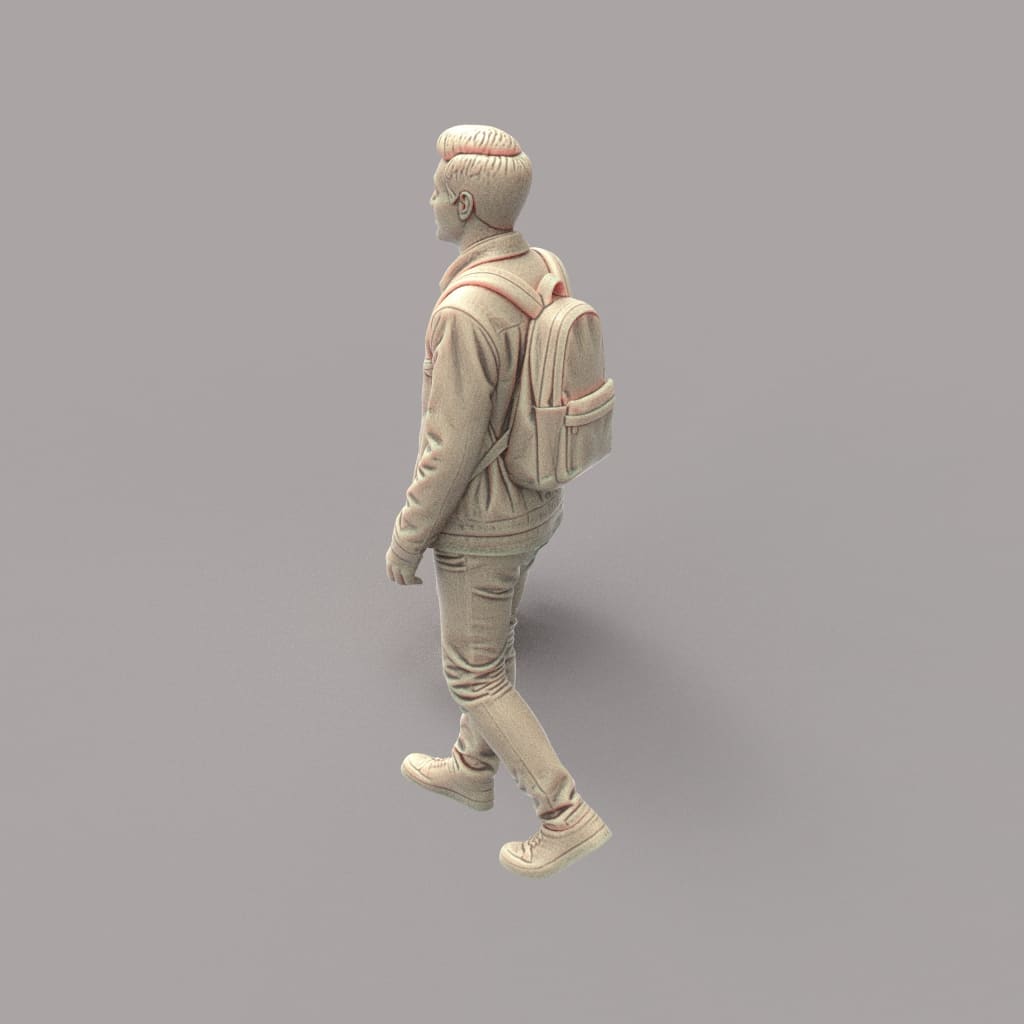 MM4179 Older Male Walking With Backpack Figure