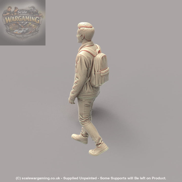 MM4179 Older Male Walking With Backpack Figure