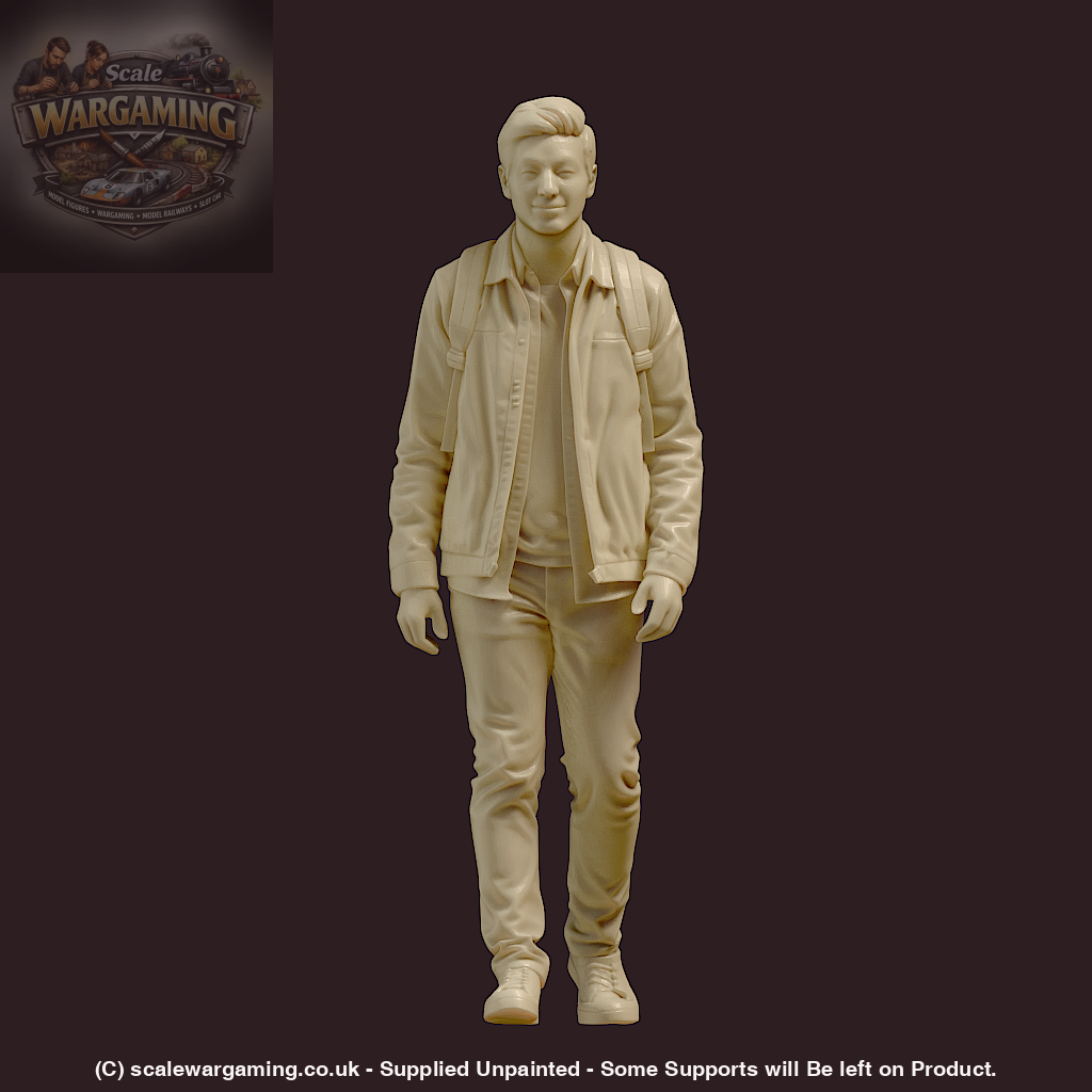 MM4179 Older Male Walking With Backpack Figure