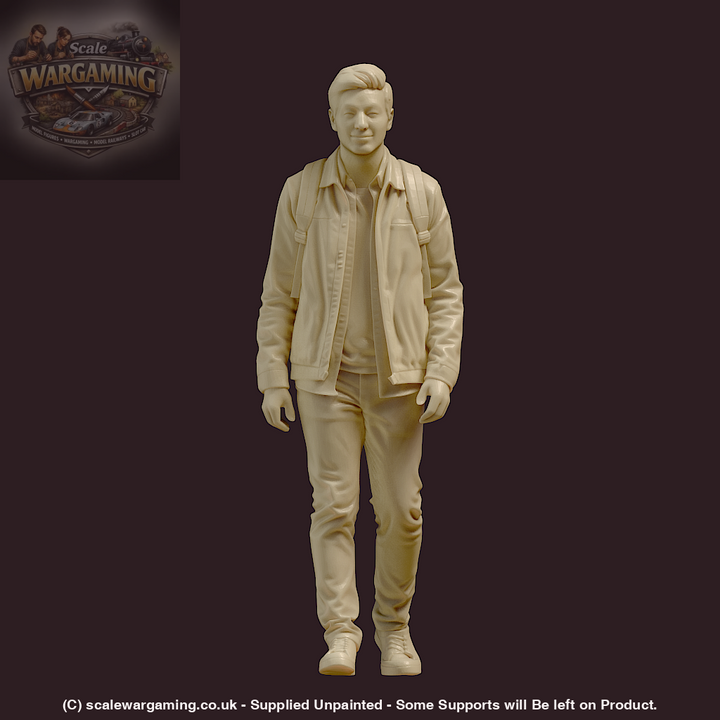 MM4179 Older Male Walking With Backpack Figure