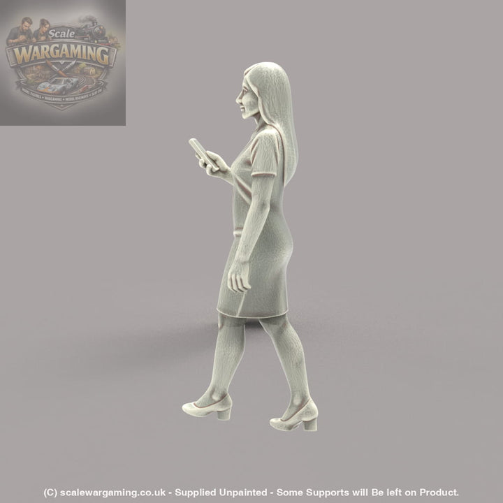 MM4182 Female with Mobile Phone Walking Figure
