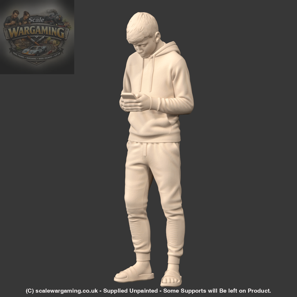 MM4241 Young Teen in PJ’s looking at Phone - Figure