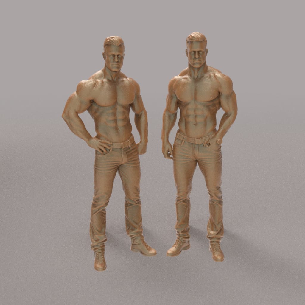 MM4328 2 Bare Chested Males Figure