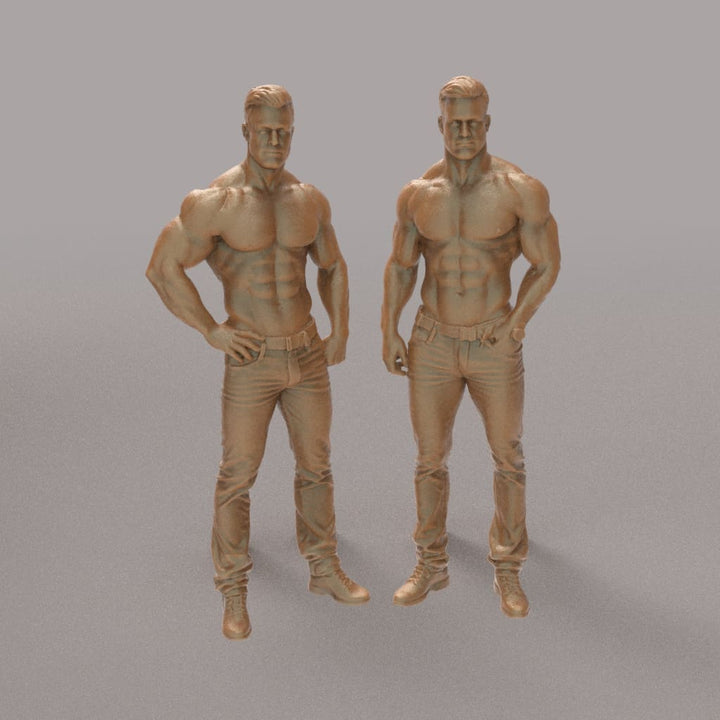 MM4328 2 Bare Chested Males Figure