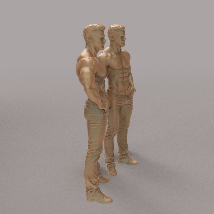 MM4328 2 Bare Chested Males Figure