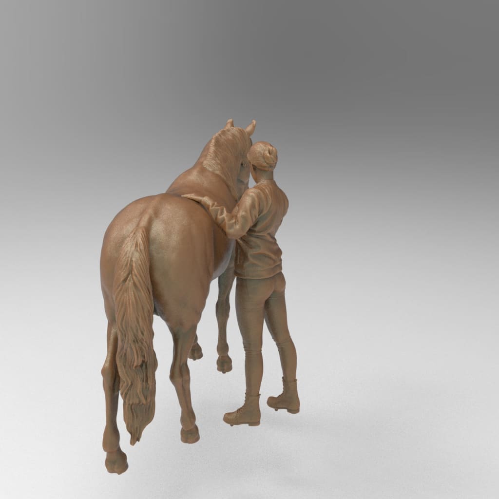 MM4362 Girl Grooming Horse Figure