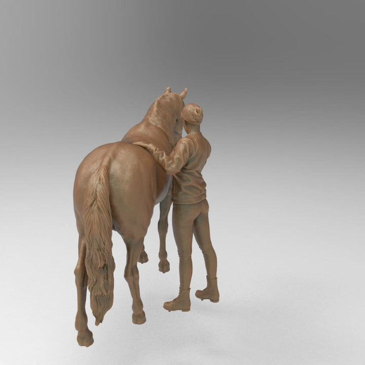 MM4362 Girl Grooming Horse Figure
