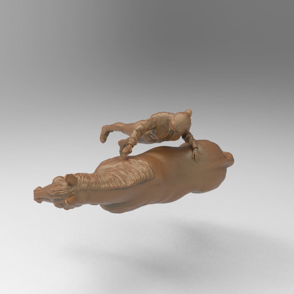 MM4362 Girl Grooming Horse Figure