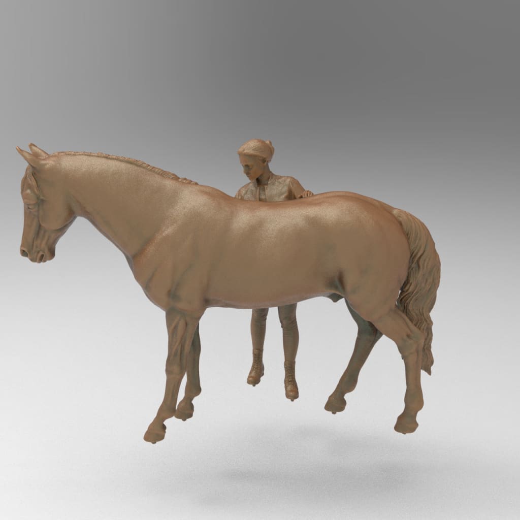 MM4362 Girl Grooming Horse Figure