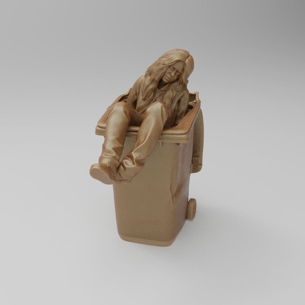 MM4416 Drunk Girl in Bin Figure