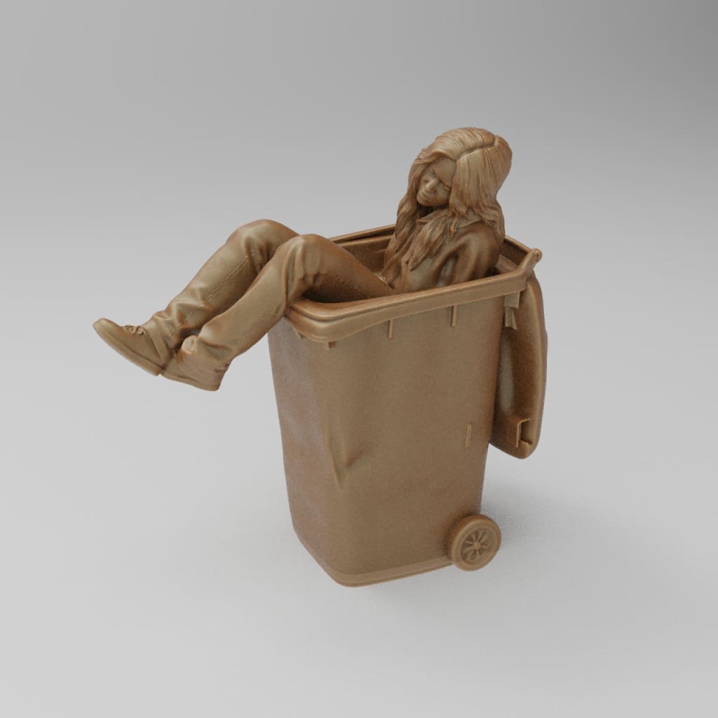 MM4416 Drunk Girl in Bin Figure