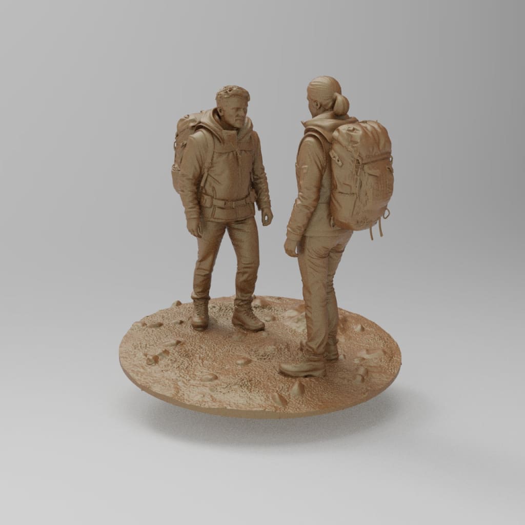 MM4432 2 People hiking talking Figure