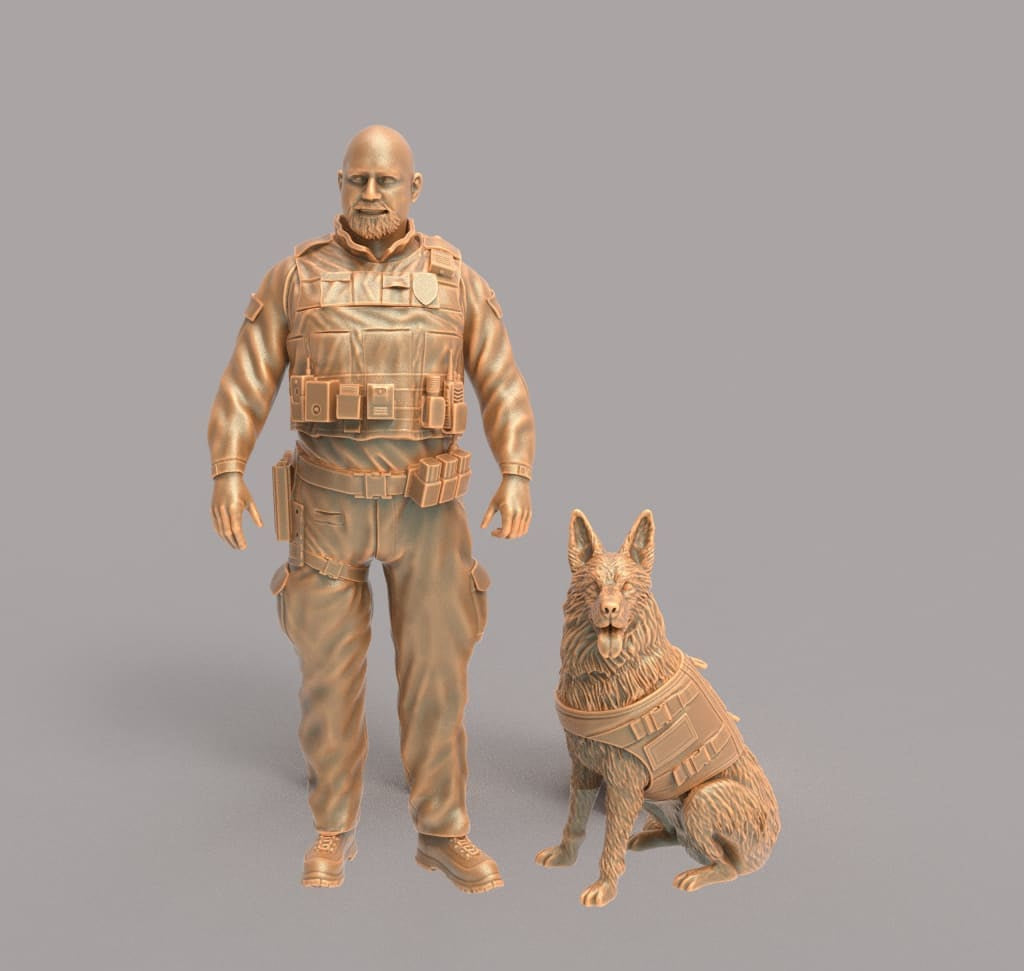 MM629 K9 Police Dog Handler - and Alsatian Figure