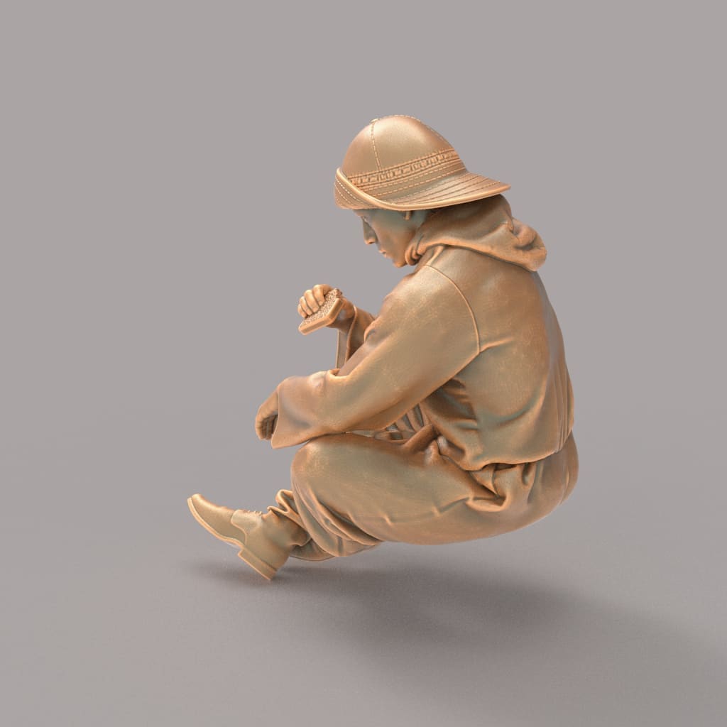 MM939 Fisherman Sitting Eating Figure