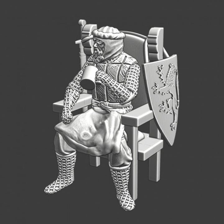 NCM016 Old medieval knight sitting and drinking Medieval Figure