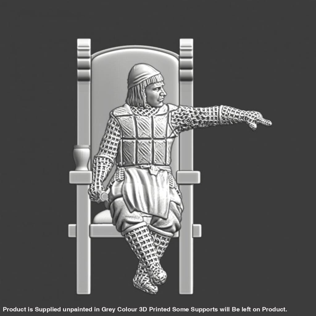 NCM020 Medieval Knight sitting and pointing - mace ready Medieval